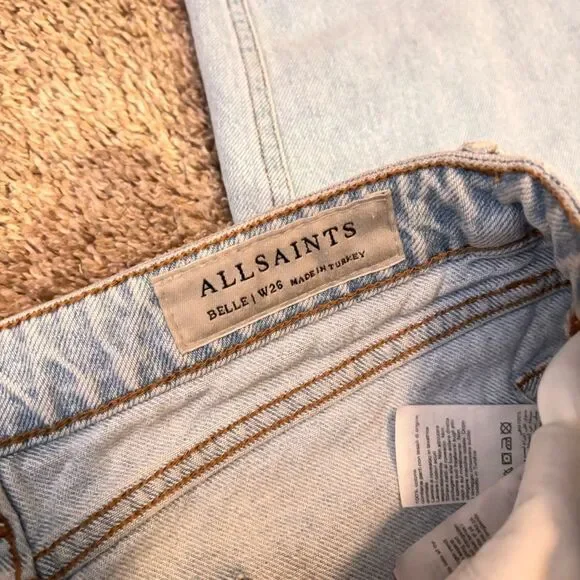 ALL SAINTS belle destroyed flare jeans size 26 - Picture 6 of 6